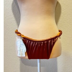 Isa Boulder Swim Bottom Sz M Soil Brown Copper Reversible Rope Bikini Resort NEW